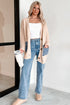 Open Front Textured Knit Denim Patch Pocket Cardigan